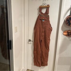 Liberty Work Overalls Mens Unisex Brown Front Pocket Adjustable Strap 38x32 Flaw
